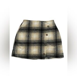 Earthbound Plaid black,‎ grey, and cream skirt